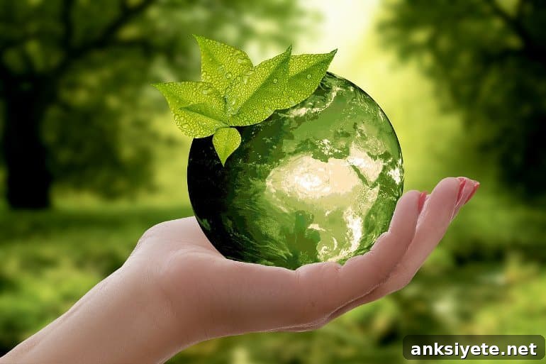 This shows a hand holding a green earth