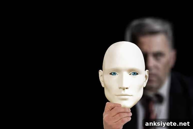 This shows a man holding a mask