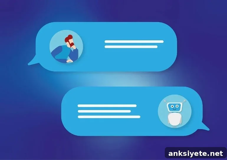 This shows chat screens between a person and a robot image