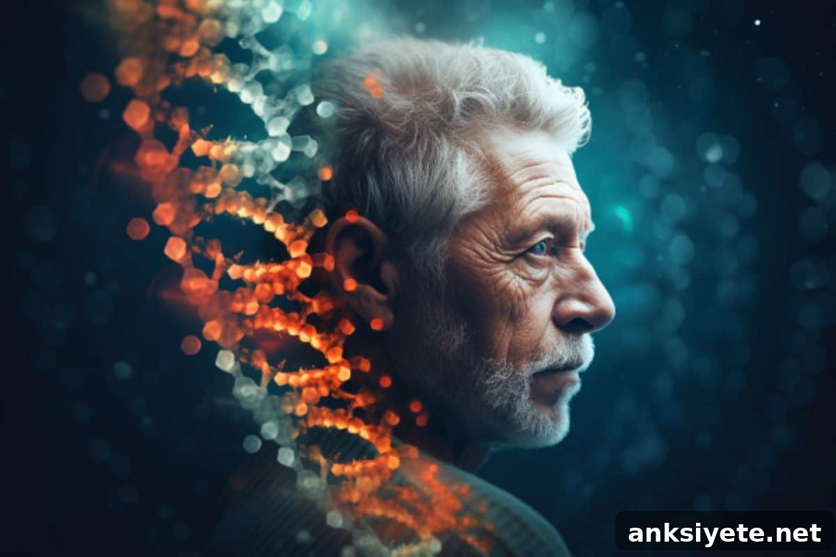 This shows an older man and DNA.