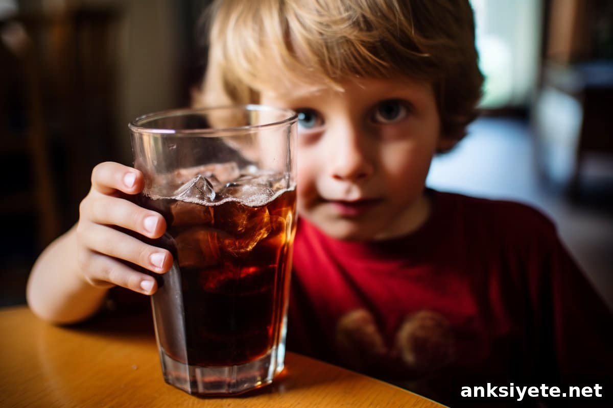 This shows a kid drinking soda.