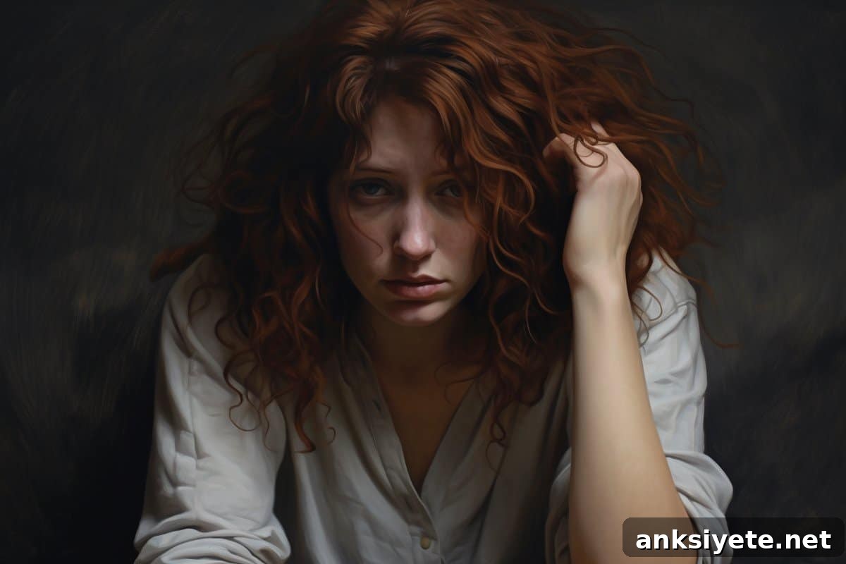 This shows a depressed woman.